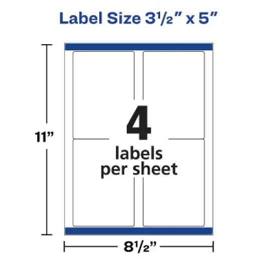 Avery Printable TrueBlock Shipping Labels, 3.5" x 5", Sure Feed, White, 2 Pack, 200 Labels Total (5640) image {6}