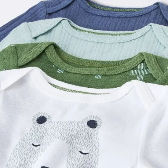 Baby Boys' 4pk Bear Long Sleeve Bodysuits - Cloud Island&trade; Ivory/Blue/Green image {2}