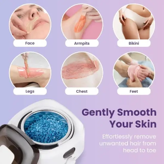 Heynemo Waxing Kit, Brazilian Wax Warmer for Hair Removal with 5 Bag Hard Wax Beads, Digital Display Melt Warmer Kit for Women Men Full Body, White image {2}