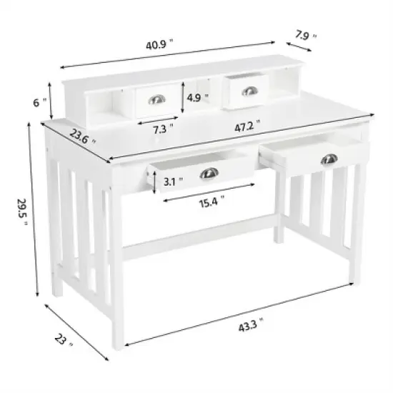 Yaheetech Modern Computer Desk Work Station with Removable Floating Organizer White image {2}
