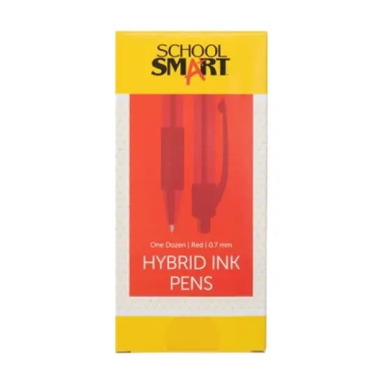 School Smart Retractable Hybrid Gel and Ink Pens, Red, Pack of 12 image {2}