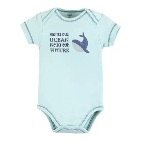 Touched by Nature Organic Cotton Bodysuits, Sea Critters image {4}