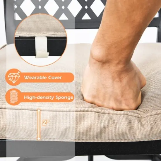 Tangkula 5PCS Patio Rattan Dining Set with Soft Cushions 4 Swivel Chairs with Dining Table for Poolside&Garden Grey image {3}