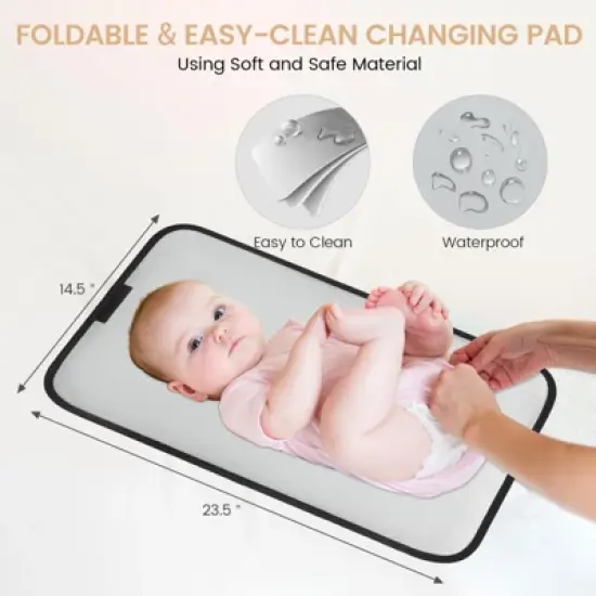 Itopfox Large Capacity Diaper Backpack with Changing Pad, Insulated Pockets, Stroller Buckles, Waterproof, Laptop Compartment, Beige-Khaki image {1}