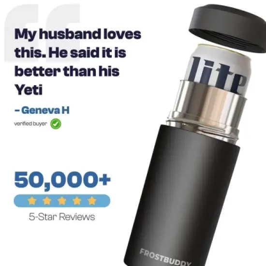 FrostBuddy Universal Buddy Insulated Can Cooler | Fits 12oz Cans, Slim Cans & Bottles | Stainless Steel Drink Holder image {6}