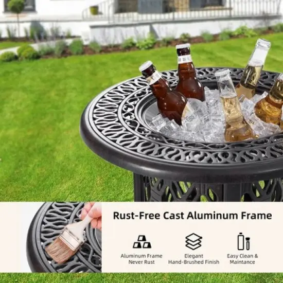 PAGED Aluminum Outdoor Dining Table Elegant Patio Table with Removable Ice Bucket for Patio, Deck, Poolside image {1}