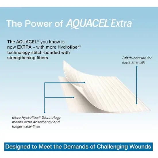 ConvaTec AQUACEL Extra Hydrofiber Dressings for Moderate to Highly Exuding Wounds, Non-Woven Two-Dimensional Strengthening Fibers, Multiple Sizes image {2}