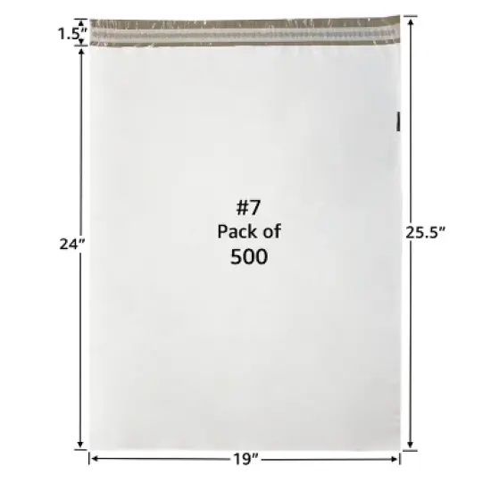 UOFFICE 500 Poly Mailer Bags 19" x 24" - #7 White Self-Sealing Envelopes image {2}