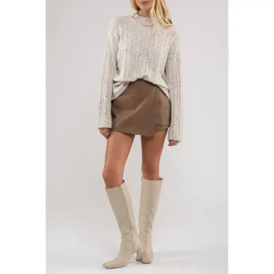 August Sky Women's Mock Neck Speckled Pullover Sweater image {6}