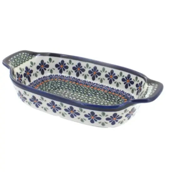 Blue Rose Polish Pottery 1281 Zaklady Rectangular Serving Dish image {9}