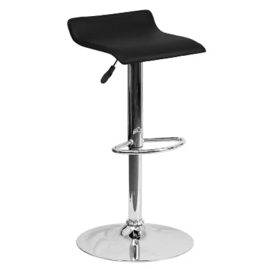 Flash Furniture Contemporary Vinyl Adjustable Height Barstool with Solid Wave Seat and Chrome Base image {13}