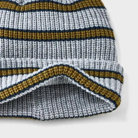 Men's Retro Striped Beanie - Goodfellow & Co&trade; Gray image {3}