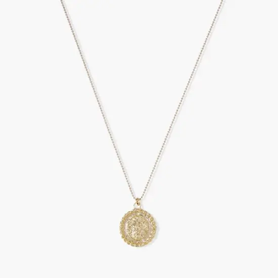 sanctuaire Dainty Lion Head Charm Necklace Gold image {1}