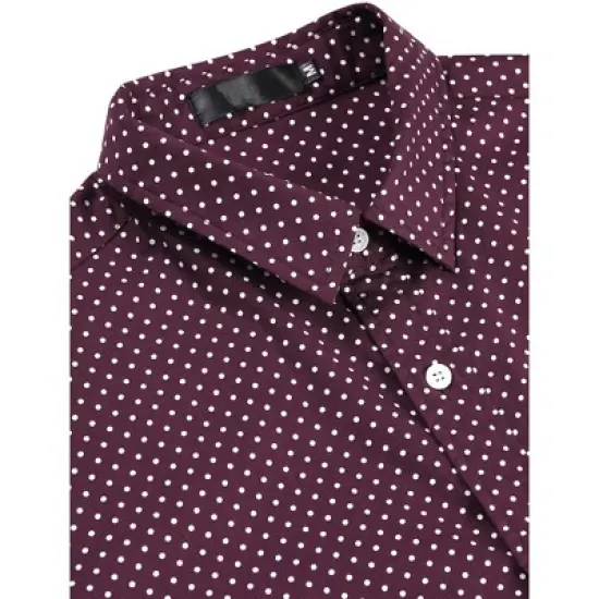 Lars Amadeus Men's Cotton Casual Long Sleeves Button Down Polka Dots Dress Shirt image {3}