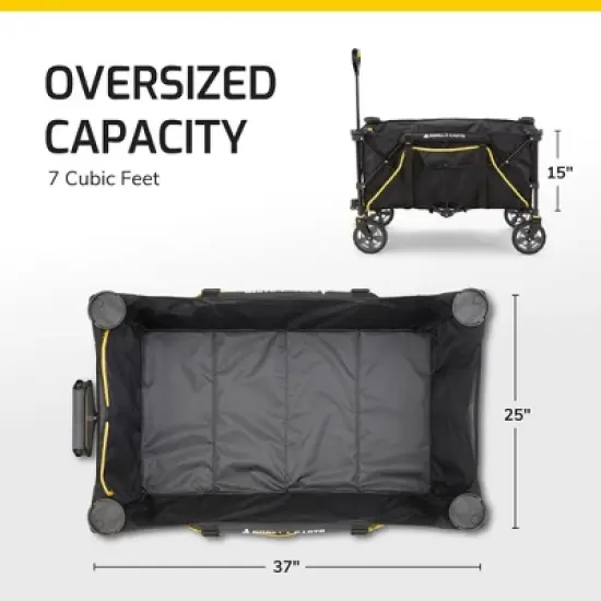 Gorilla Carts 7 Cubic Feet Foldable Utility Beach Wagon w/ Oversized Bed, Black image {4}
