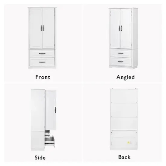 Kitchen Pantry Cabinet with 2 Drawers, 8 Door Shelves, Adjustable Shelves, Embossed Texture Freestanding Storage Hutch for Dining Room image {9}