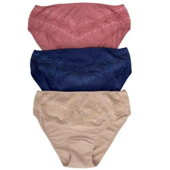 Leonisa  3-pack high-cut brief panties with lace - image {5}