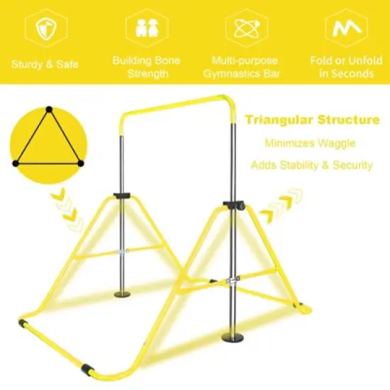 Gulches Yellow Multi-Functional Adjustable Height Children's Horizontal Gymnastic Bar With Bear Rings image {7}