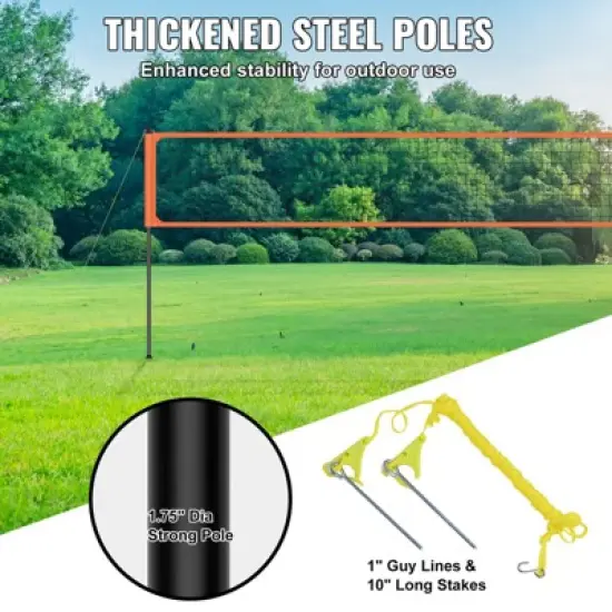 VEVOR Outdoor Portable Volleyball Net System, Adjustable Height Aluminum Poles, Professional Volleyball Set with PVC Volleyball, Pump, Carrying Bag image {4}