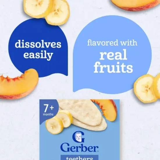 Gerber Baby Food Banana Peach Teething Wafer Baby Snack - 12ct/1.7oz Total image {3}