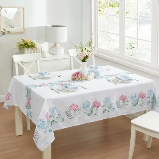 Hydrangea Sketch Double Border Tablecloth - Elrene Home Fashions image {3}