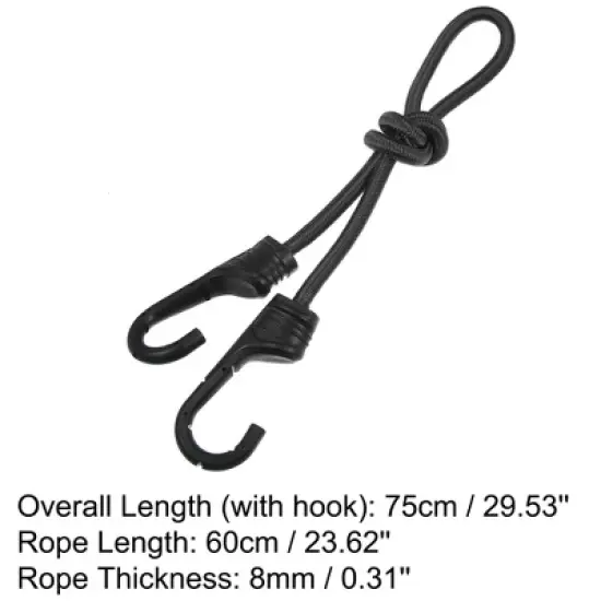 Unique Bargains Strong Elastic Strapping Rope with Hooks for Bicycle Luggage Black 12 Pcs image {2}