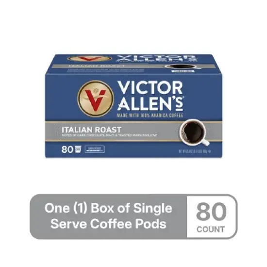 Victor Allen's Coffee Italian Roast, Dark Roast, 80 Count, Single Serve Coffee Pods for Keurig K-Cup Brewers image {2}