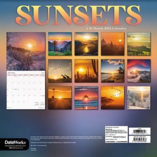 Trends International Inc. 2023-24 Wall Calendar 12"x12" Sunsets image {3}