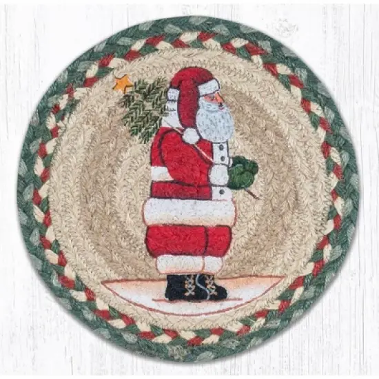 Earth Rugs Santa Round Trivet &ndash; Rustic Holiday Kitchen Hot Pad 10"x10" image {3}
