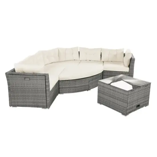 YOOCOZZ Rattan Patio SectionalSet with Daybed, Cushions & Center Table image {7}