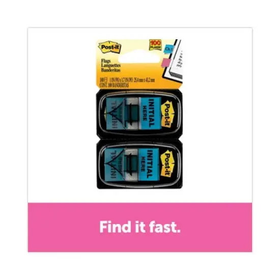 Post-it Flags Arrow Message 1" Page Flags, "Initial Here", Blue, 50 Flags Dispensers/2 Dispensers/Pack image {1}