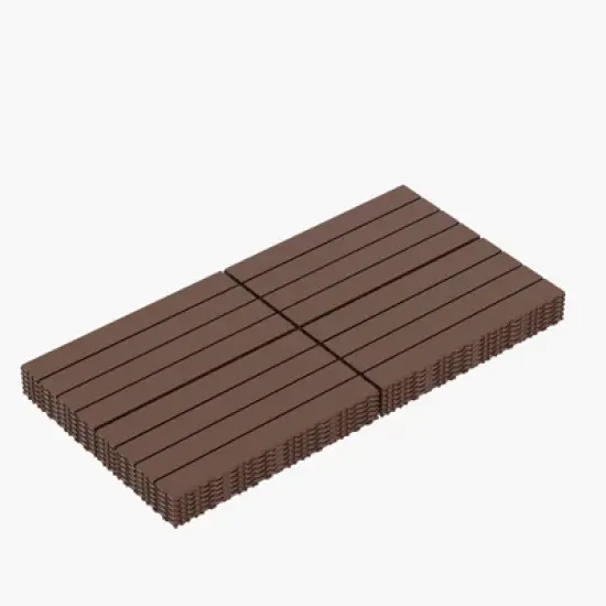 2FT Patio Deck Tiles, DIY Interlocking Decking, Quick Install for Porch, Poolside, Balcony, Backyard. 24pcs Red Brown image {6}