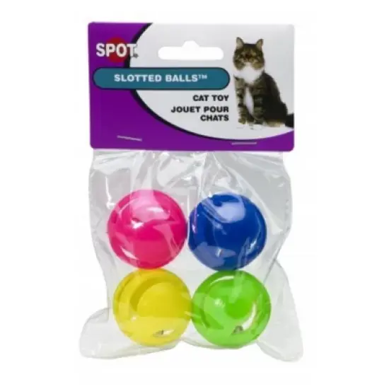 Spot Slotted Balls with Bells Inside Cat Toys - 4 Pack image {1}
