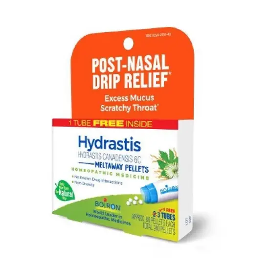 Hydrastis Canadensis 6C 3 MDT by Boiron Homeopathic Medicine For Post-Nasal Drip Relief  -  3 Tubes Box image {4}