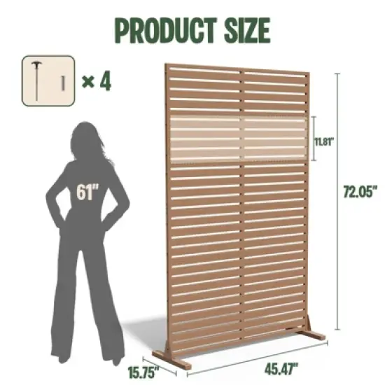 SEVOBAL Patio Decorative Screens 6 Piece Patio Privacy Paged Patio Decorative Screens Patio Screen Decorative for Yard, Brown, 45.47"*15.75"*72.05" image {2}