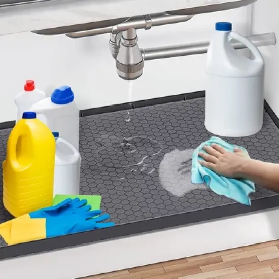 Cheer Collection Waterproof Under Sink Mat with Leakproof Raised Edges and Drain Holes image {7}