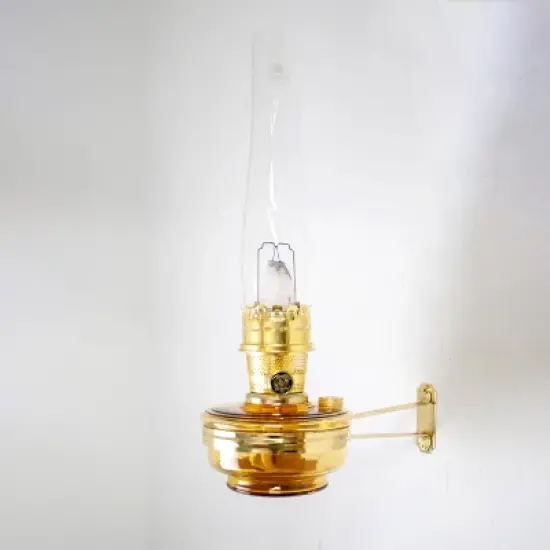 Aladdin Wall Mount Oil Lamp, Genie III Regency Fuel Lighting for Homesteaders or Emergencies, Amber Glass, 19.5 inches tall, Brass Trim image {4}