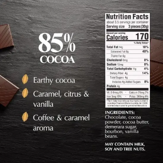 Lindt 4/6/12 Bars,  Excellence 85% Cocoa Dark Chocolate 3.5oz Full Size Candy Bar image {3}