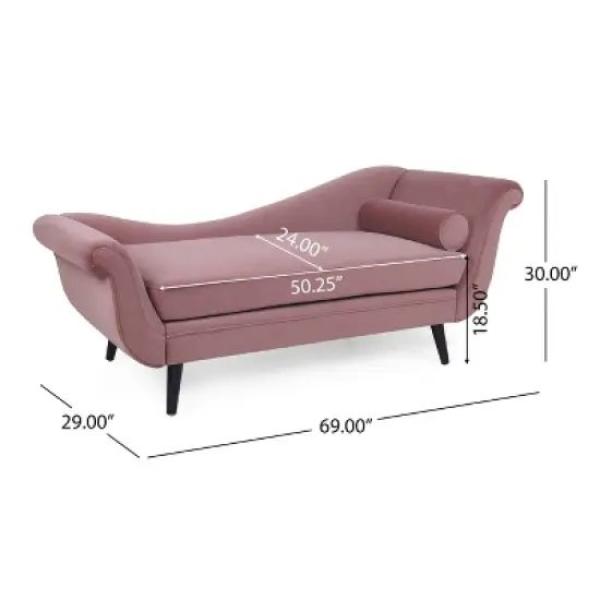 Calvert Contemporary Scroll Arms Velvet Chaise Lounge - Christopher Knight Home image {8}