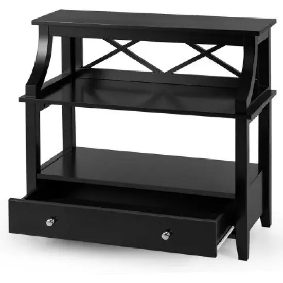 Tangkula 3-Tier End Table Storage Shelf Chair Multipurpose Side Table w/ Drawer image {3}