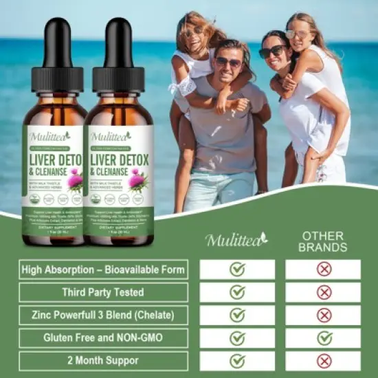 Mulittea Liver Health Liquid Drops &ndash; Potent Liver Detox & Repair &ndash; 21 Herb-Nutrient Blend for Immune & Gut Support &ndash; 2 fl.oz image {5}
