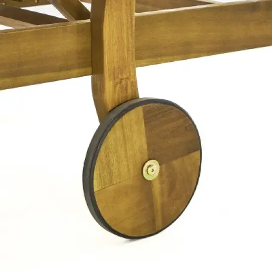 Christopher Knight Home Perla Outdoor Acacia Wood Armless Adjustable Chaise Lounge with Water Resistant Cushion image {5}