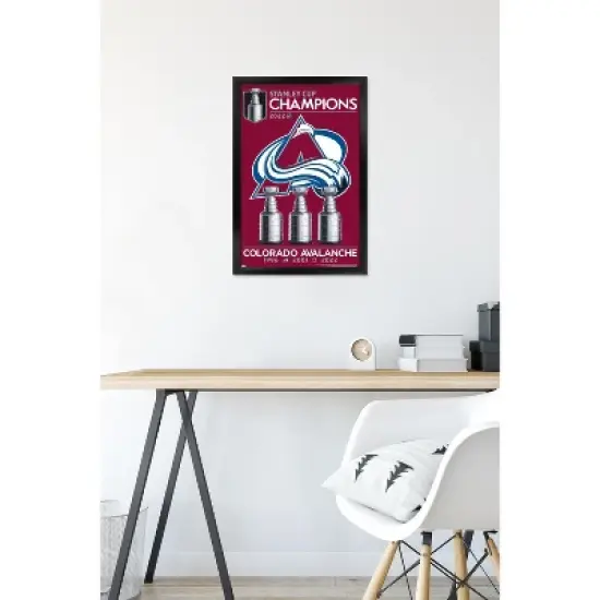 Trends International NHL Colorado Avalanche - 2022 Stanley Cup Team Logo Framed Wall Poster Prints image {5}