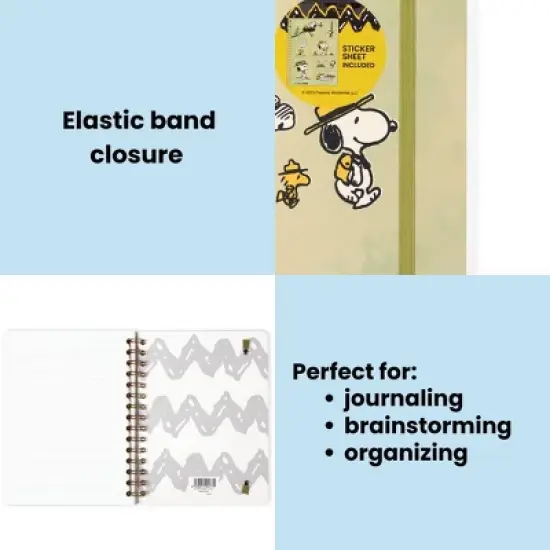 Yoobi 6"x8" Peanuts Journal Spiral with Elastic Band Beagle Scouts, School Supplies image {3}