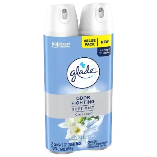 Glade Odor Fighting Soft Mist Aerosol Room Air Freshener - Clean Linen - 16oz/2ct image {12}