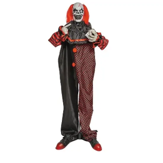 6 Ft. Animated Standing Double-Head Pop-Up Clown Halloween Decoration image {1}