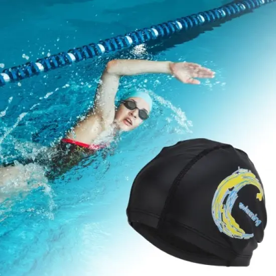 Unique Bargains Knitted PU Elastic Moon Pattern Swim Cap 1 Pc image {1}