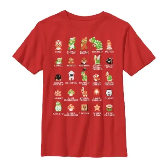 Boy's Nintendo Super Mario Bros Character Guide T-Shirt image {2}