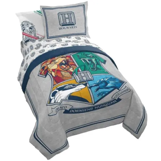 Twin Harry Potter Kids' Bed in a Bag Gray: Comforter Set with Pillowcase & Sheets, Microfiber, Teen & Kids Bedding image {5}