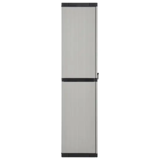 vidaXL Outdoor Garden Storage Cabinet - Compact Gray&Black PVC Design with 3 Shelves and Lockable Doors - 26.8"x15.7"x66.1" image {3}